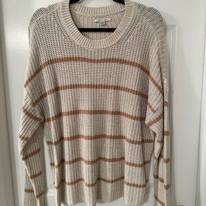 American Eagle Outfitters Cream and Tan Striped Sweater